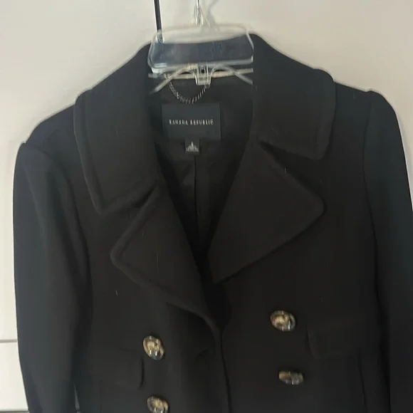 Banana republic short, black, pea coat, double breasted size small like new - Picture 5 of 6